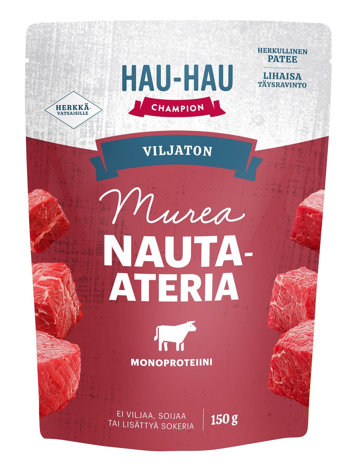 Konservuotas šunų ėdalas HAU-HAU CHAMPION, su jautiena, 150g