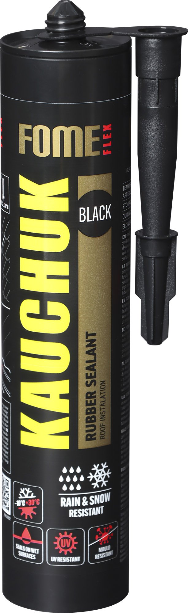 Hermetikas FOME FLEX Kauchuk, 300 ml, kaučiukinis, juodos spalvos