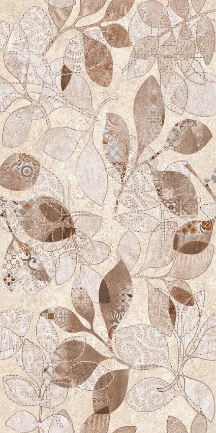 Dekoratyvinės keraminės plytelės KAI EDEN LEAVES LIGHT BEIGE 3422, 1,625 m2/dėž., 25 x 50 cm, spl. smėlio, ruda