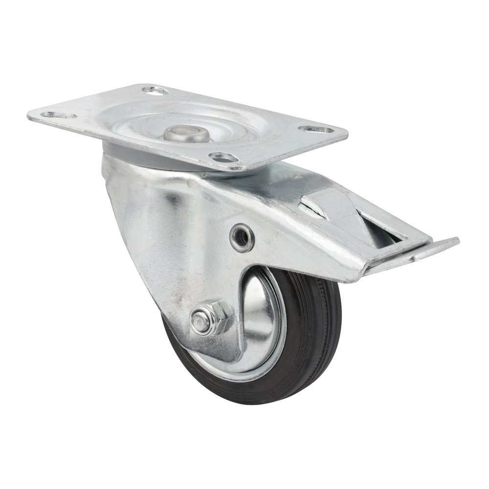 Pasukamas ratukas WALTECO, d-80 mm, su plokštele, su stabdžiu, apkrova 50 kg
