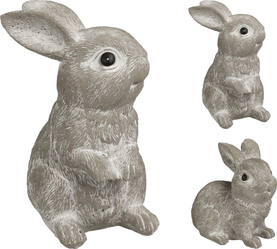 Sodo dekoracija ZUIKIS, pilkos sp., 2 skirtingi dizainai, 12,5 x 8 x 12,5 cm.