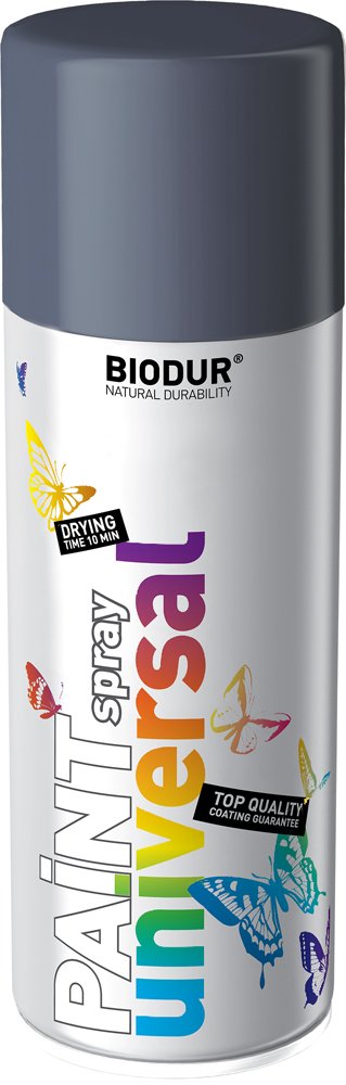 Universali aerozolinė emalė BIODUR, tamsiai pilka (RAL7024), 400 ml