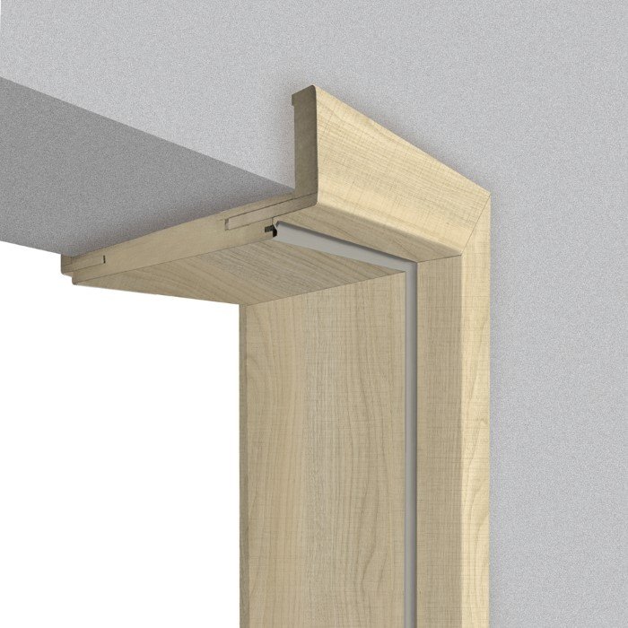 Laminuota durų stakta VOSTER, reguliuojama, su apvadais, kompl. durų varčiai, kairinė, spalva White walnut, 100-140 x 80 x 2109 mm, 2 vnt., 110-140 x 80 x 884 mm, 1 vnt.