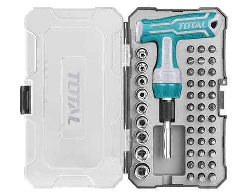 Atsuktuvas su antgaliais TOTAL, T-formos, terkšlinis, 47 vnt., TACSD30476