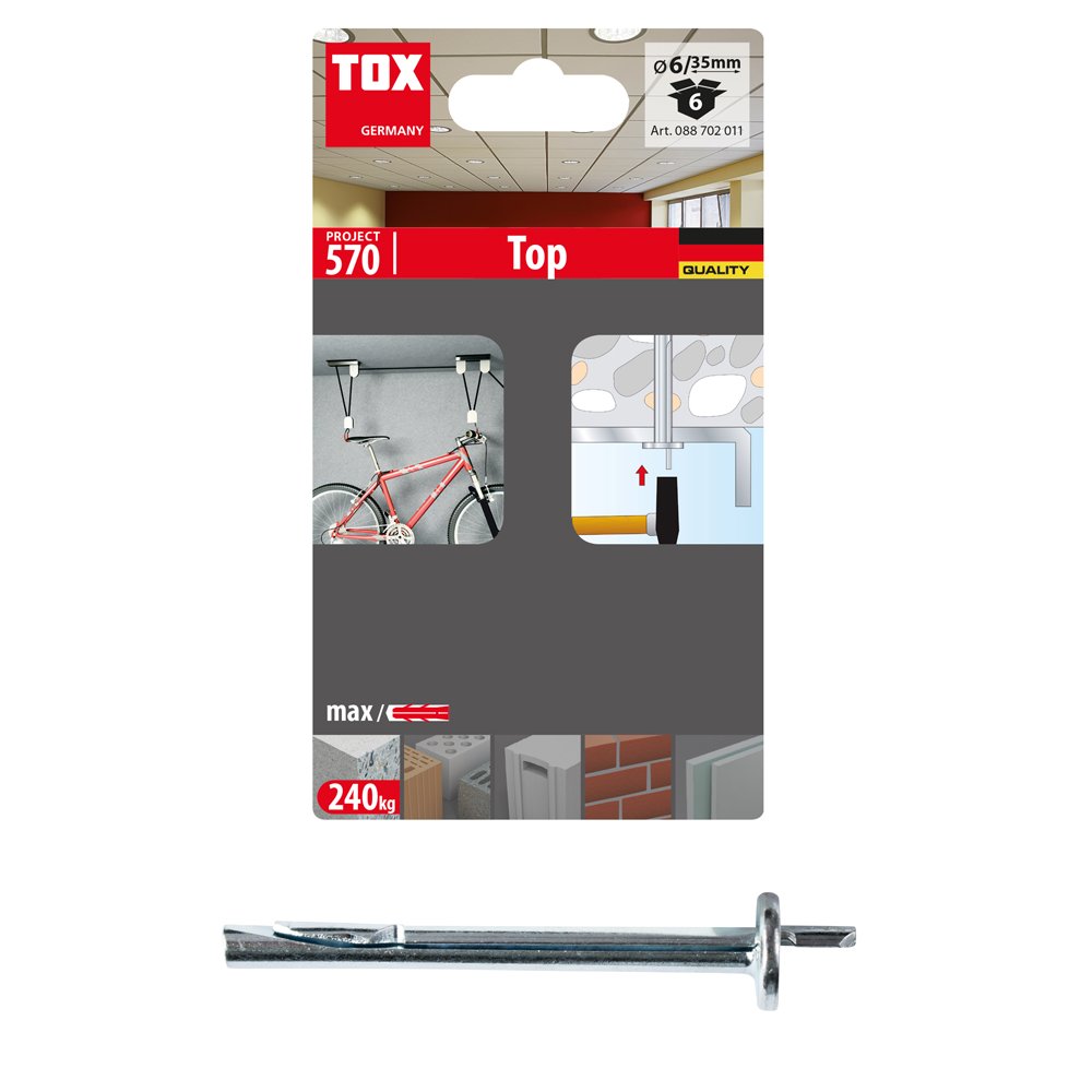 Kalamas metalinis kaištis TOX Top, 6/35, 5vnt.