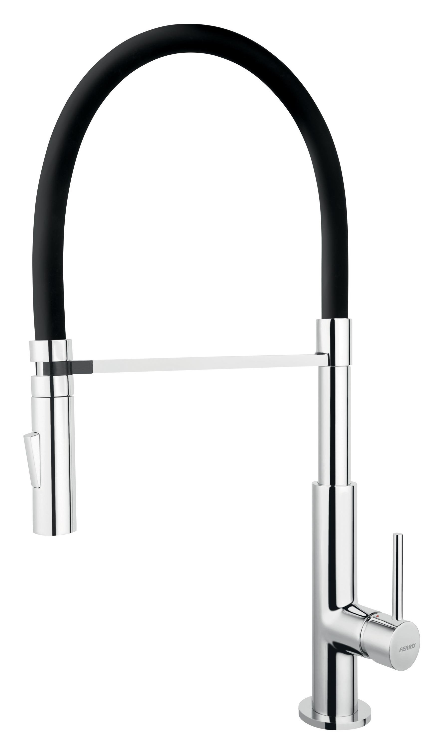 Plautuvės maišytuvas FERRO Viva, lanksčiu snapu, juodas, BVV4B