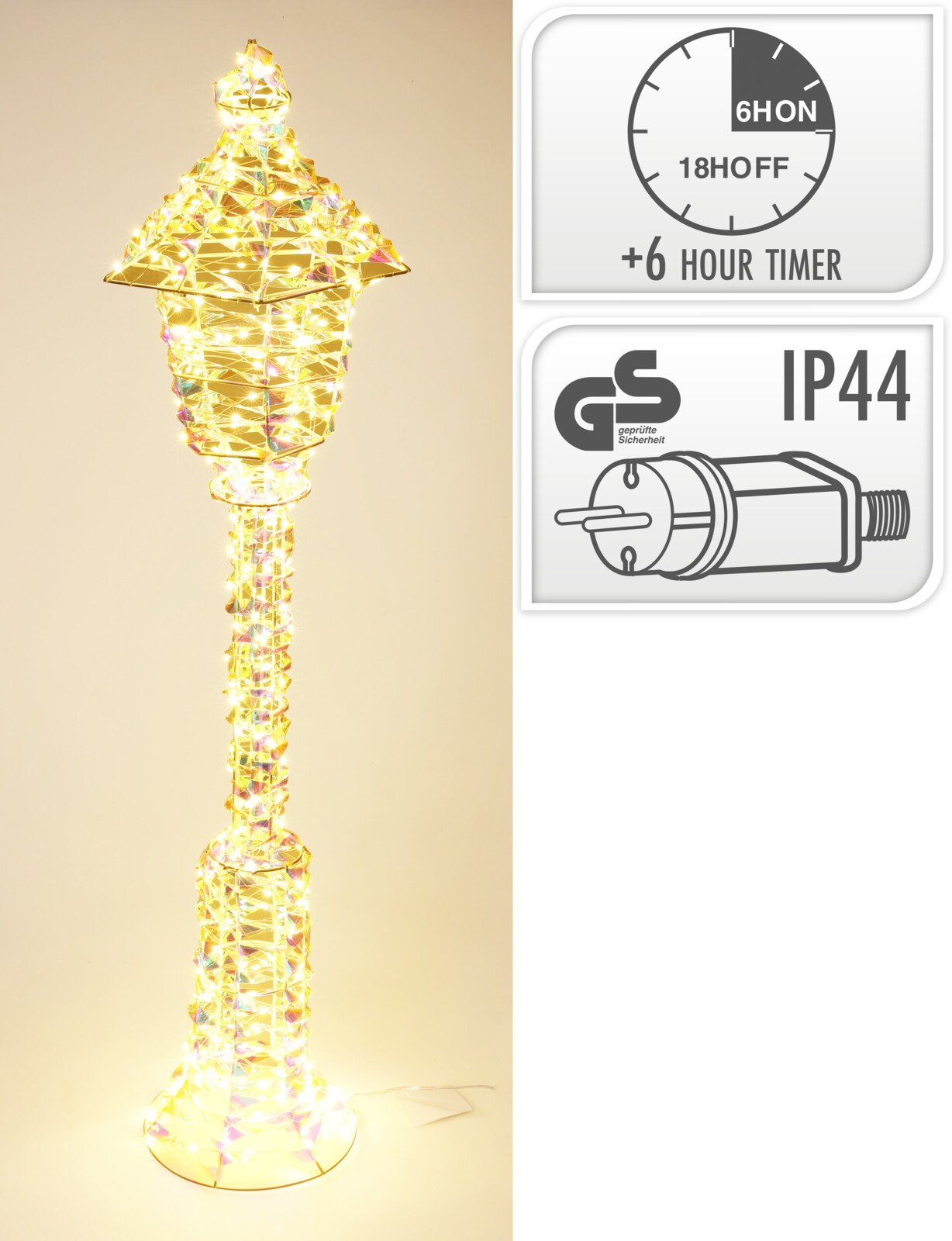 Kalėdine LED dekoracija Žibintas, šiltos sp. Lemputės, 30 x 30 x 140 cm