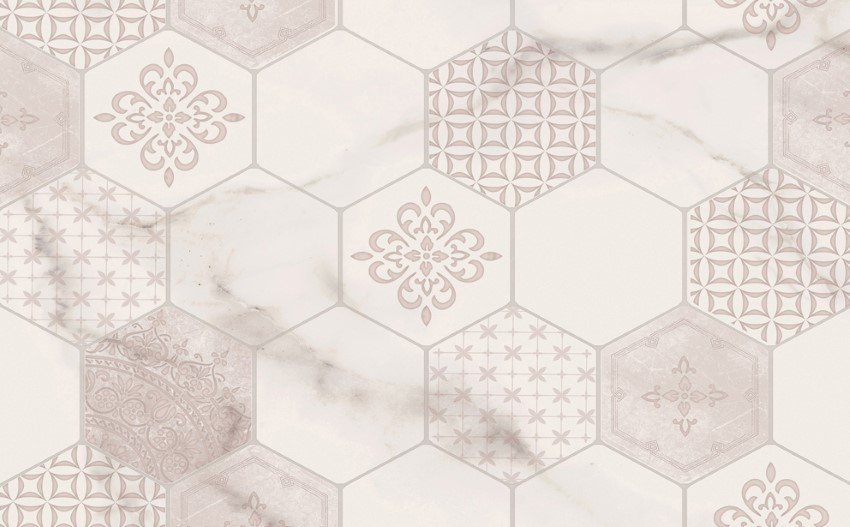 Dekoratyvinės plytelės CERSANIT Style Stone Patchwork Glossy, 25 x 40 cm, 1,200 m2/dėž., baltas marmuras