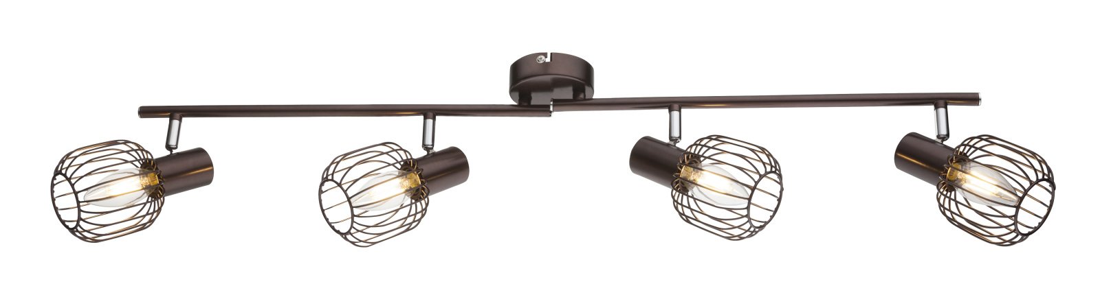 Kryptinis šviestuvas GLOBO Akin, E14, 4 x 40W, 230V, metalo bronza, chromas, 840 x 150 mm, 54801-4