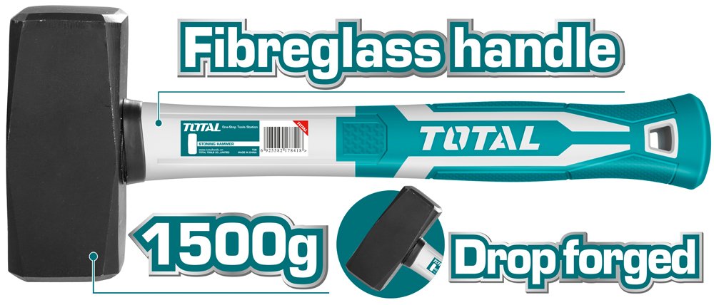 Kūjinis plaktukas TOTAL, stiklo pluošto rankena, 45CS, 1,5kg., THT7215006