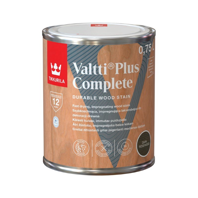 Medienos dažyvė TIKKURILA Valtti Plus Complete, 0,75 l, spalva DARK ROSEWOOD