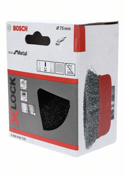 Banguotos vielos šepetys iš nerūdijančiojo plieno BOSCH X-Lock, 75 mm, 0,3 mm