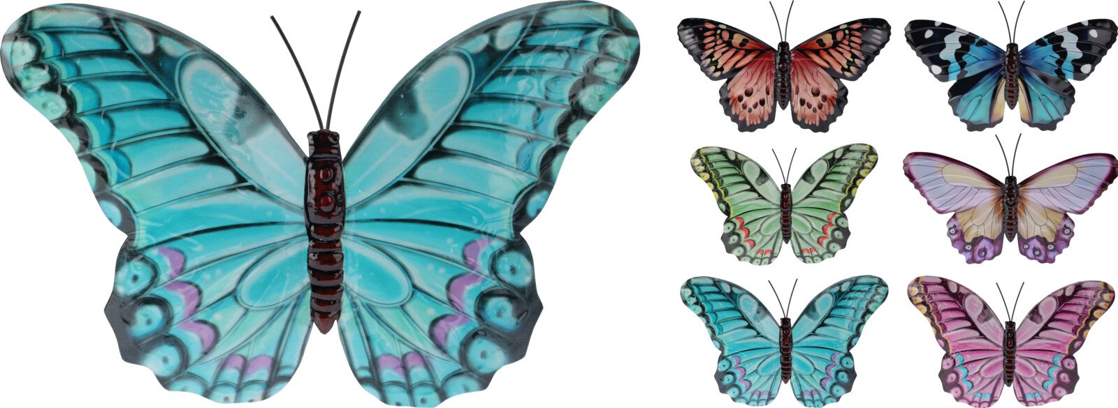 Sodo dekoracija DRUGELIS, 6 skirtingų dizainų, 31 x 1,5 x 21,5 cm.