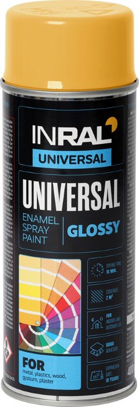 Aerozoliniai dažai INRAL Universal, 400 ml, geltonai melioniniai, RAL1028