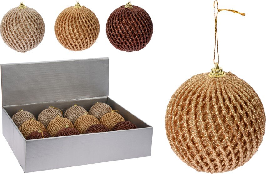 Eglutės žaisliukas su tinklu, rudos, oranžinės sp., 80 mm