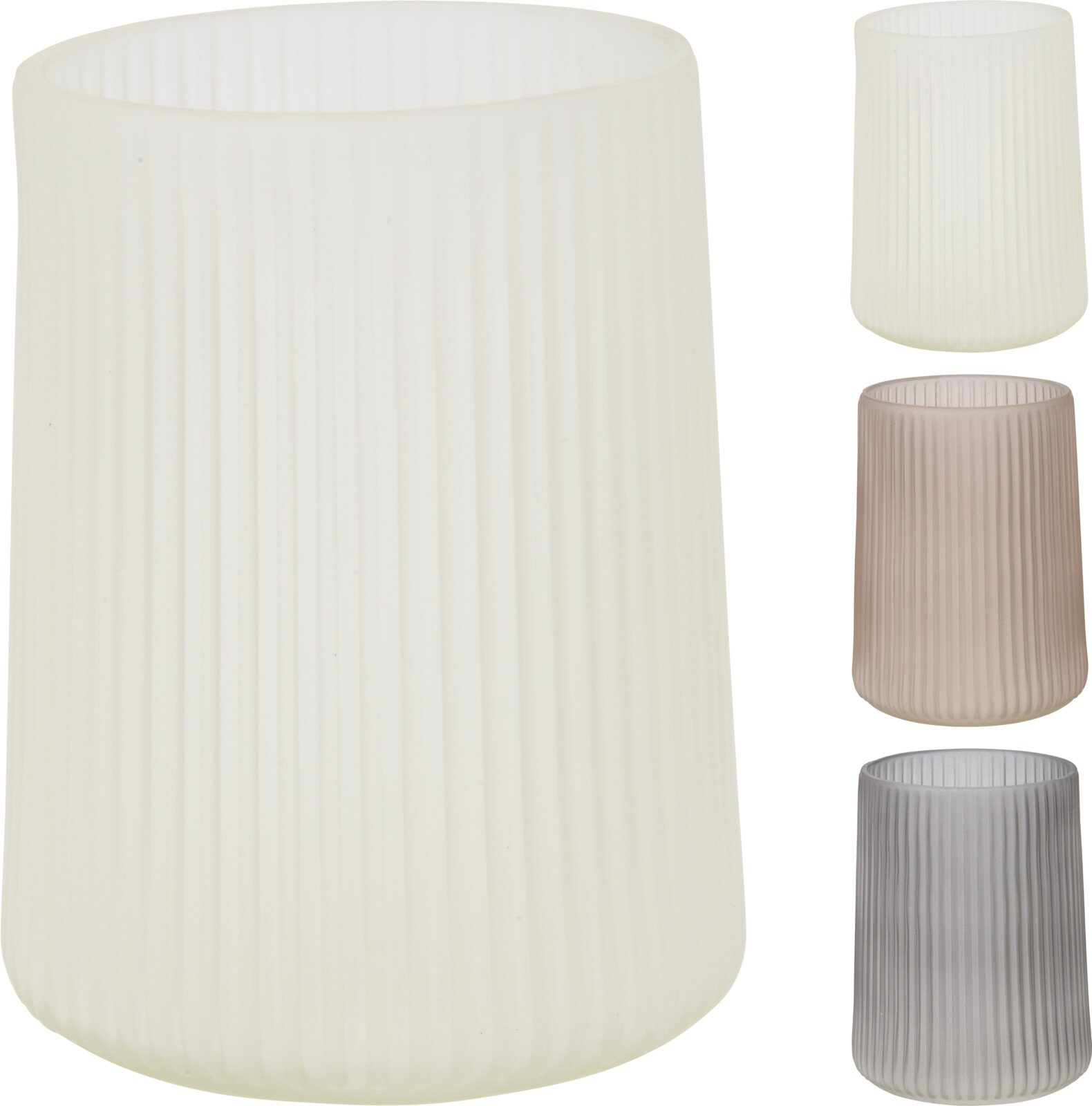 Stiklinė vaza, 3 skirtingos spalvos, 15 x 15 x 19 cm