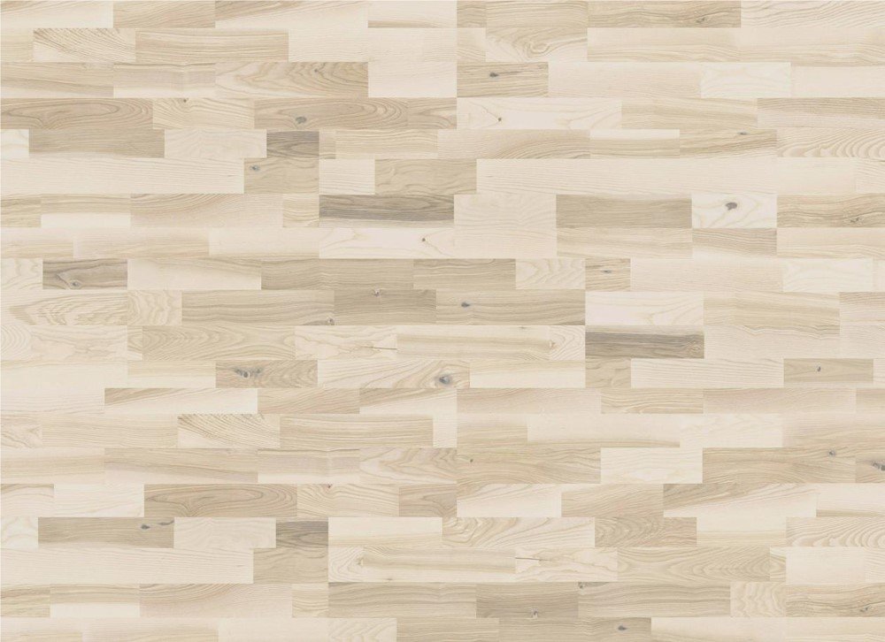 Parketlentės BARLINEK Molti Rustic, 1092 x 207 x 14 mm, 1,580 m2/dėž., uosis, 4 juostų, baltas matinis lakas, BK9-JES4-L05-BIX-K14207-R