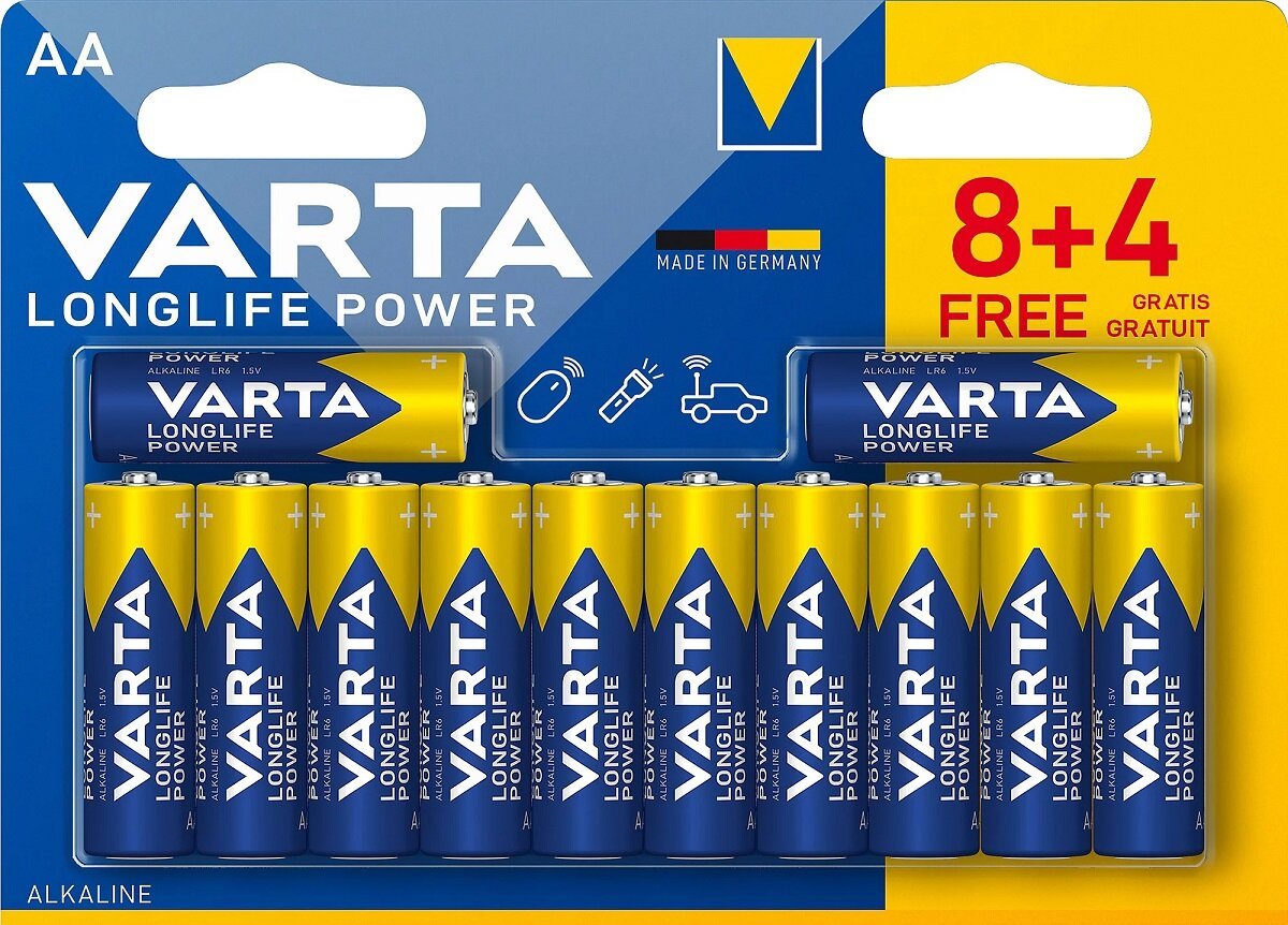 Maitinimo elementai VARTA Longlife Power, 12 vnt. AAA LR6