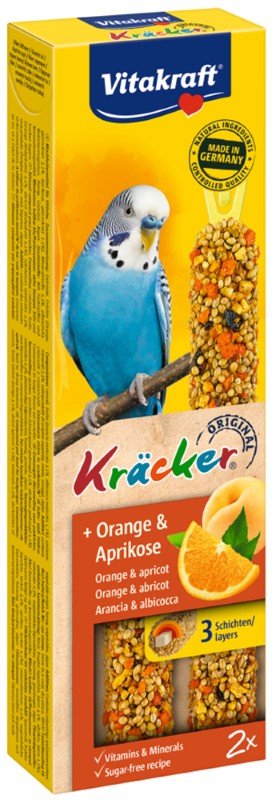 Skanėstas VITAKRAFT Kracker Orange, banguotų papūgų, su apelsinais, 2vnt