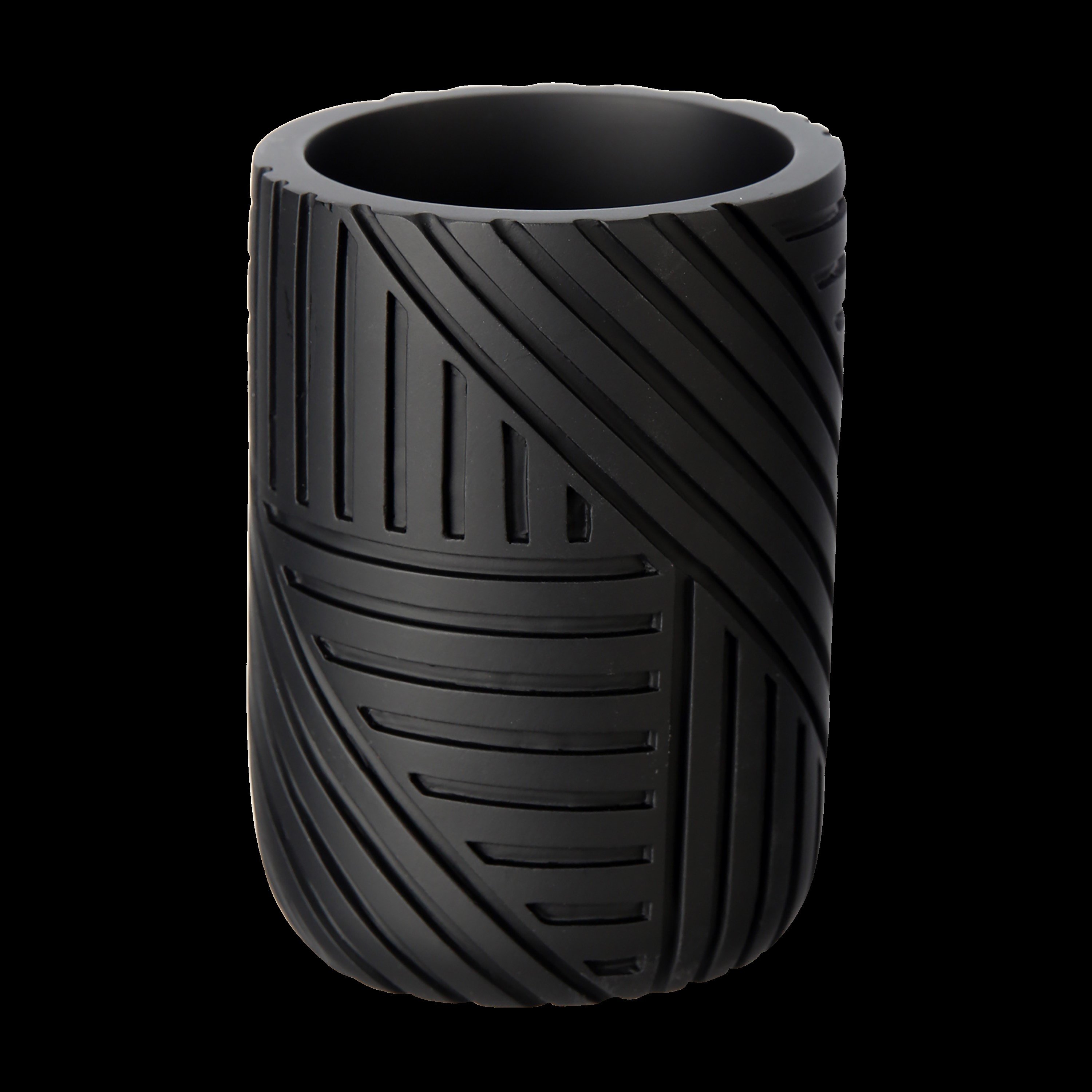 Stiklinė SEPIO Nairobi black, pastatoma, keramika, juodos spl.