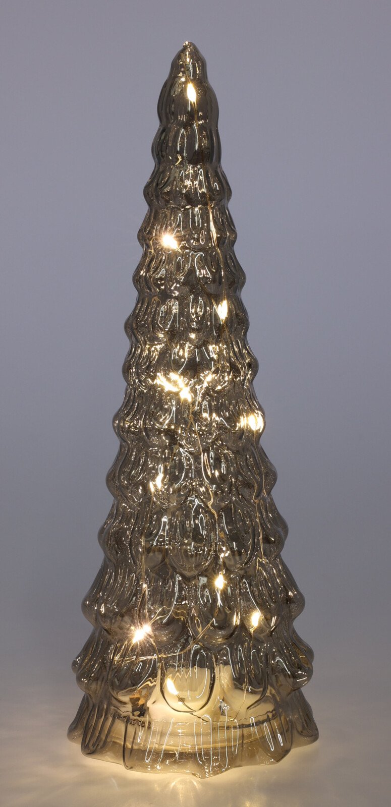 Stiklinė statulėlė Eglė, šviečianti, žalios sp., 95 x 95 x 245 mm