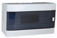 Automatinių išjungiklių skydelis MIRSA M4085, 12 modulių, paviršinis, baltas su skaidriomis durelėmis, IP40, 120x230x100mm