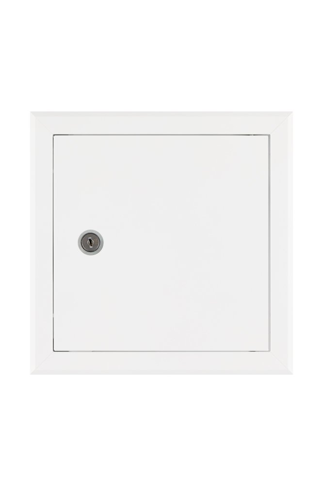 Revizinės durelės SP, 200x 200, su spynele, metalinės, baltos