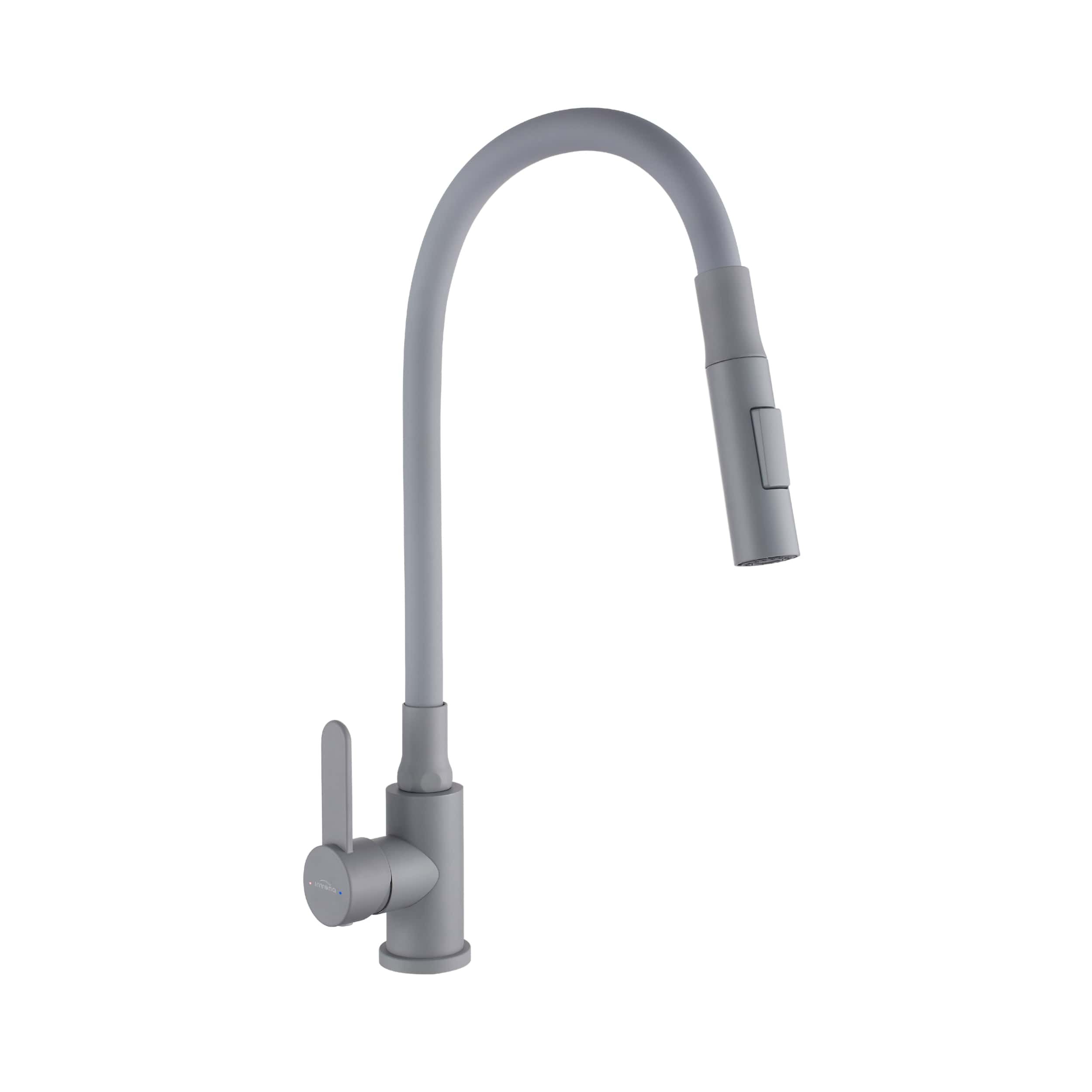 Plautuvės maišytuvas INVENA DALIS, lanksčiu 2 funkcijų snapu, spl. pilka, BZ-64-005-L