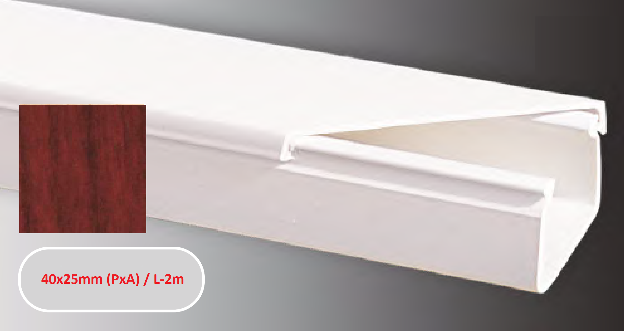 Kanalas kabeliui SERT PLASTIK Sert4025B, 2 m, PVC, 40 x 25 mm, beržo/tamsiai rudos spalvos