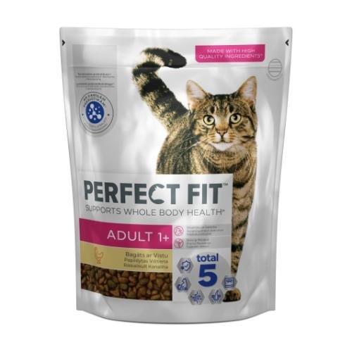 Sausas kačių ėdalas PERFECT FIT, su vištiena, suaugusioms katėms, 750g