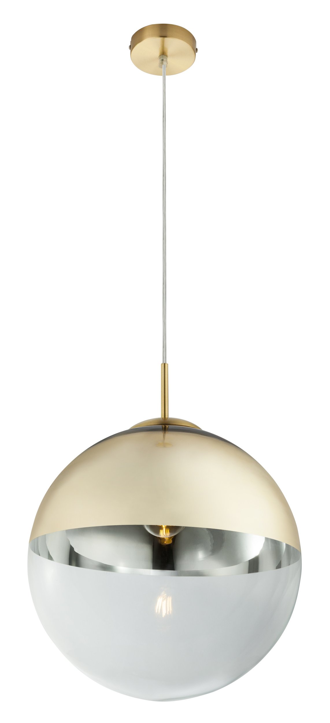 Pakabinamas šviestuvas GLOBO Varus, E27, 1 x 40W, 230V, aukso sp. metalas, skaidrus/aukso sp. stiklas, 330 x 1200 mm, 15858