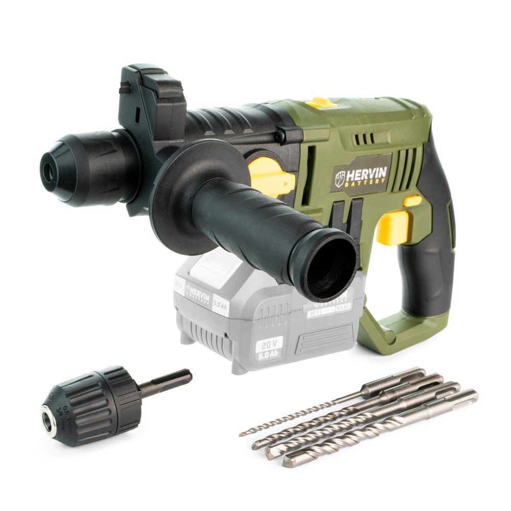 Akumuliatorinis perforatorius HERVIN BATTERY, 20 V, 1,2 J, 2 greičiai, SDS-Plus, be akumuliatoriaus, PLCDL-M133