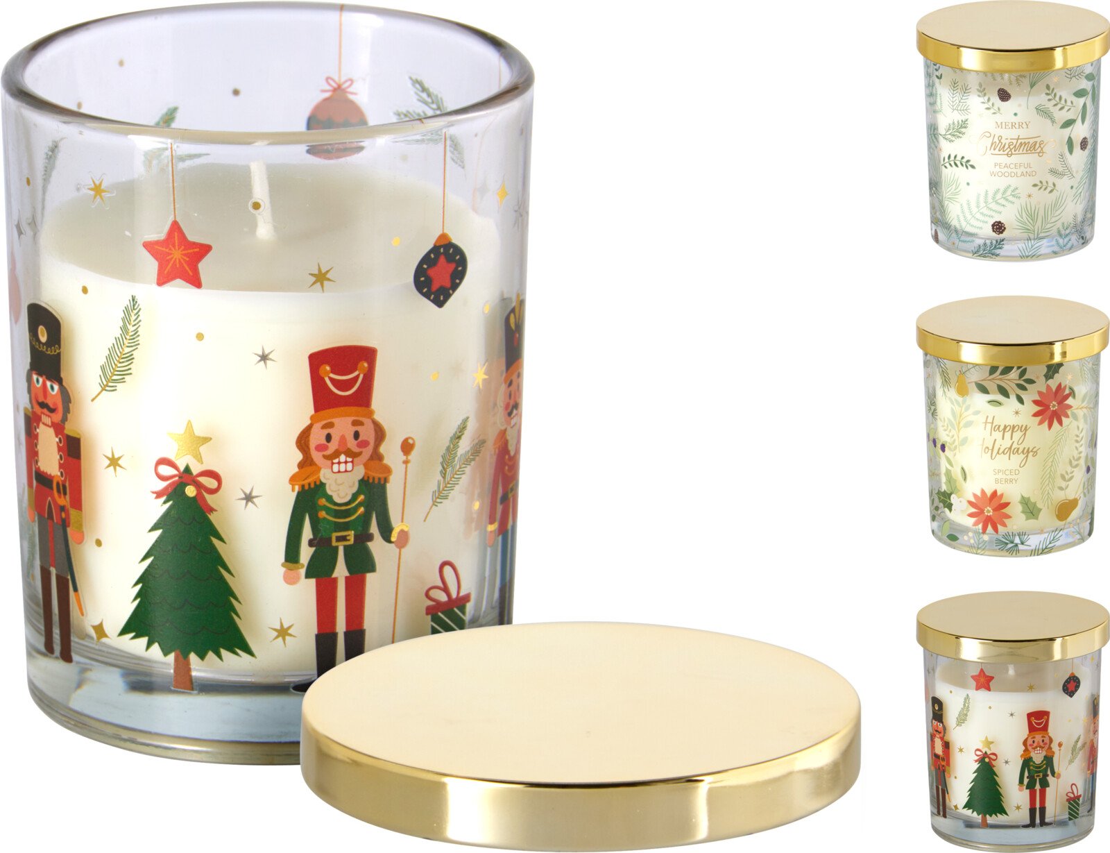 Kvapni žvakė Kalėdos, stikliniame indelyje, 3 skirtingi kvapai