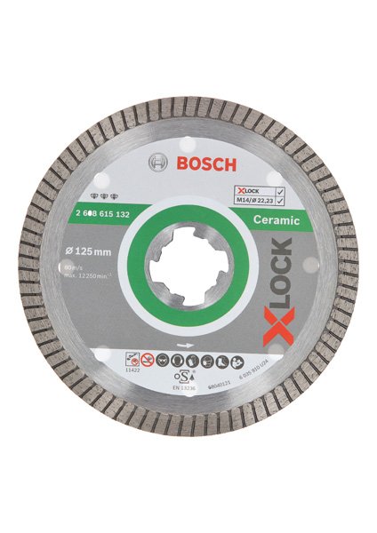Deimantinis pjovimo diskas BOSCH X-Lock, 125 x 22,23 x 1,4 x 7 mm