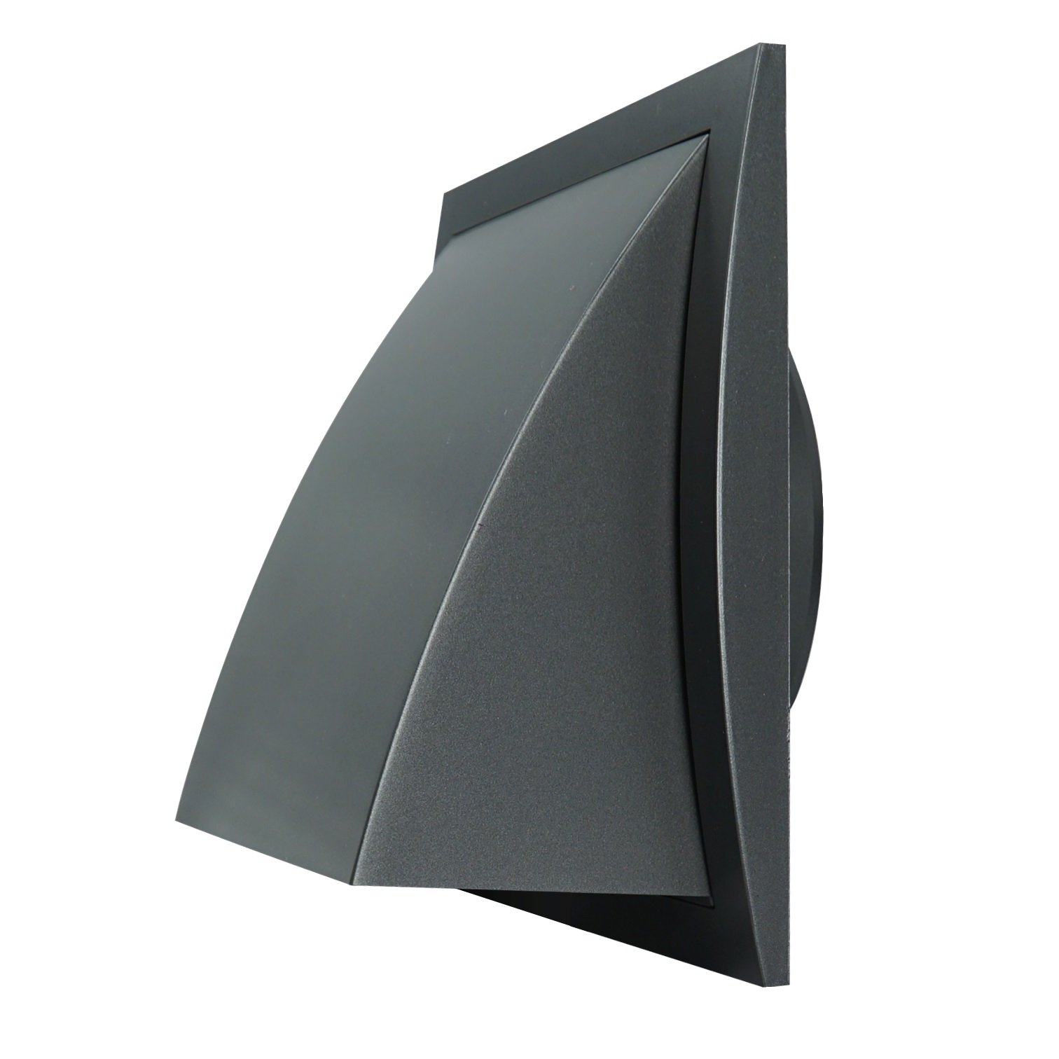 Ventiliacinės grotelės EUROPLAST ND12FVA, d125/190 x 190 mm, plastikinės, išorinės, su atbuliniu vožtuvu, antracito spalvos