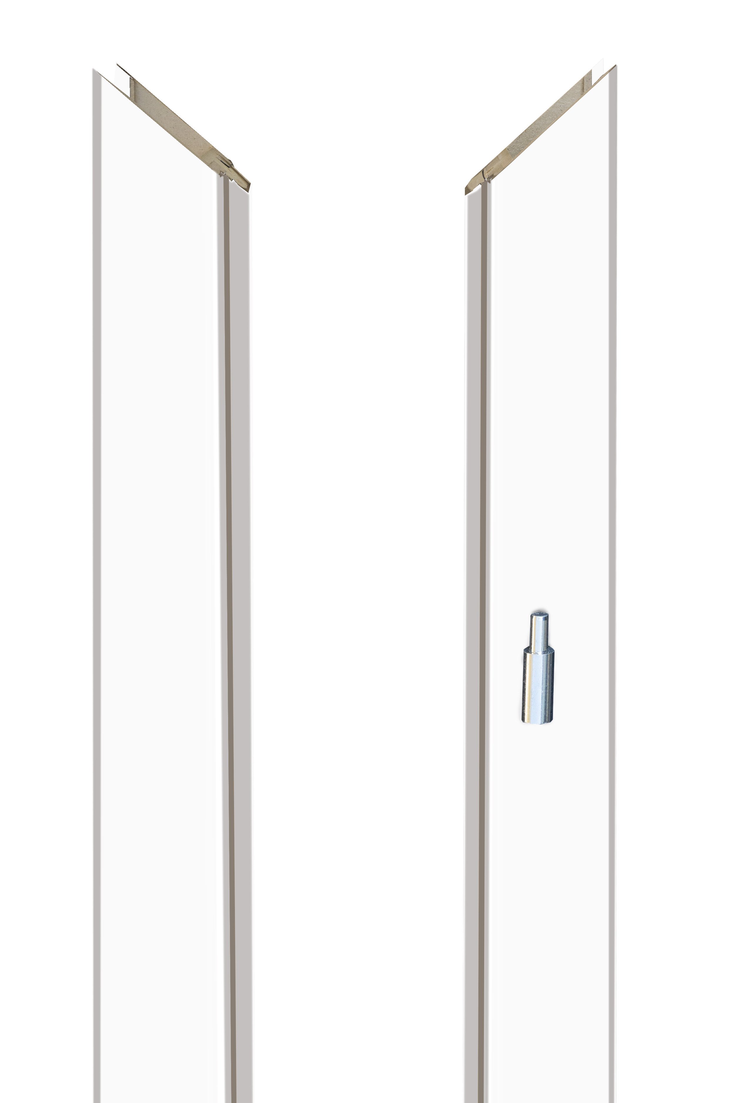 Laminuota durų stakta VOSTER, reguliuojama, su apvadais, kompl. durų varčiai, kairė, spalva White matt, matmenys 100-140x80x2109mm, 2vnt., 110-140x80x884mm, 1vnt