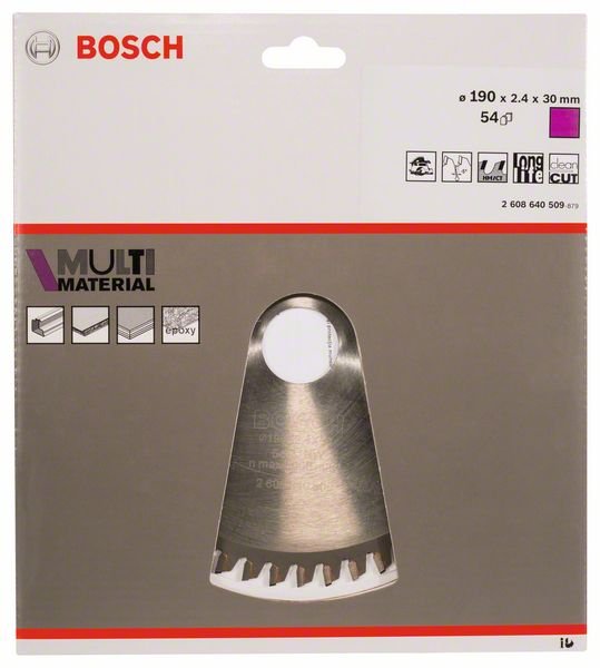 Universalus pjovimo diskas BOSCH Multi Material, 190 x 30 x 2,4 mm; 54