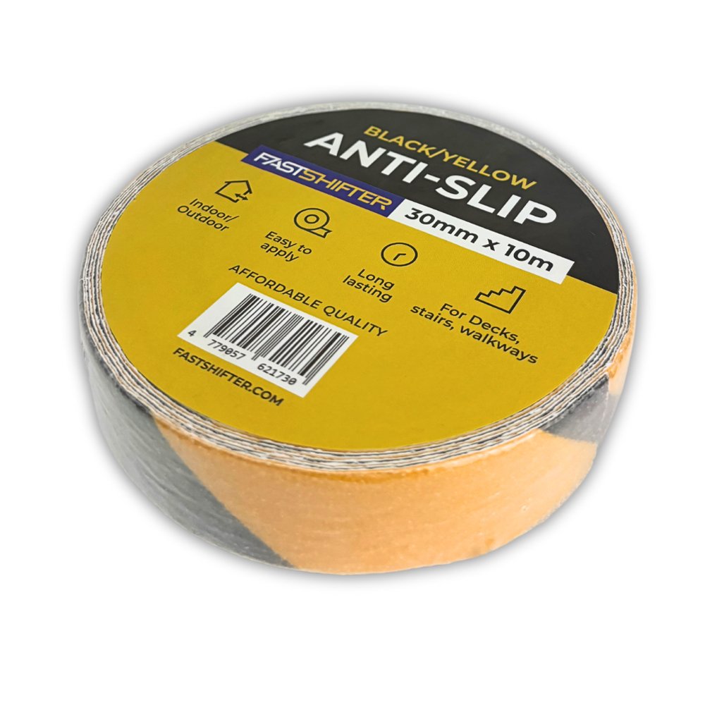 Neslystanti juosta FASTSHIFTER, 30mm x 10m x 0,65mm, juoda/geltona