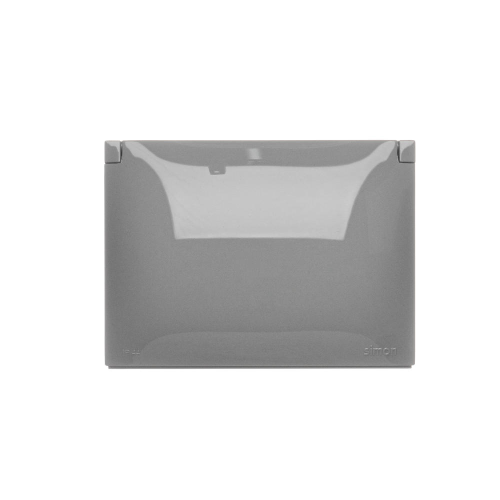 Kištukinis lizdas KONTAKT SIMON Aquaclick, pilkos sp., 2 viet., mechanizmas su korpusu, su dangteliu ir įžeminimu, virštinkinis, IP44, ACGSZ2Z/18