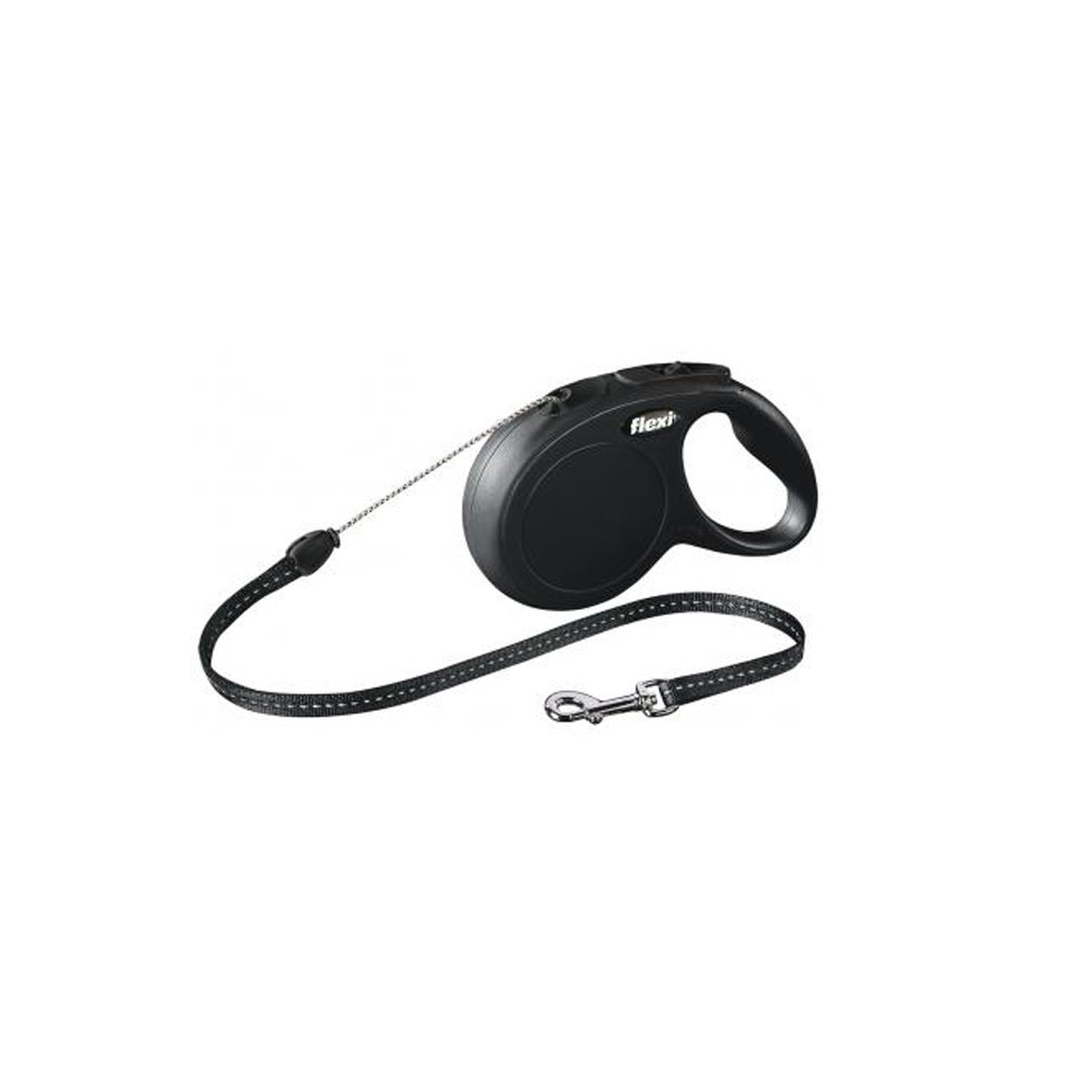 Pavadėlis FLEXI Classic, S, iki 12kg 8m virvelinis, juodos spalvos