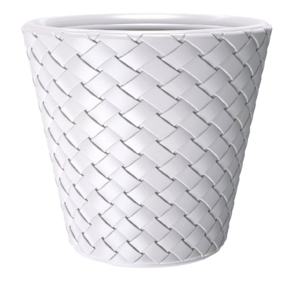 Plastikinis lauko vazonas MATUBA, baltos sp., vazono skersmuo 60 cm.