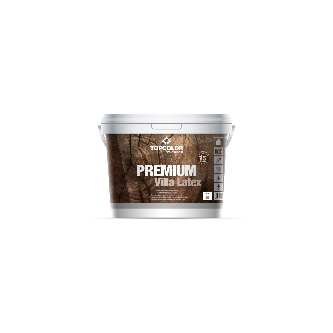 Medienos fasado dažai TOPCOLOR Premium Villa Latex, 3 l, baltos sp.