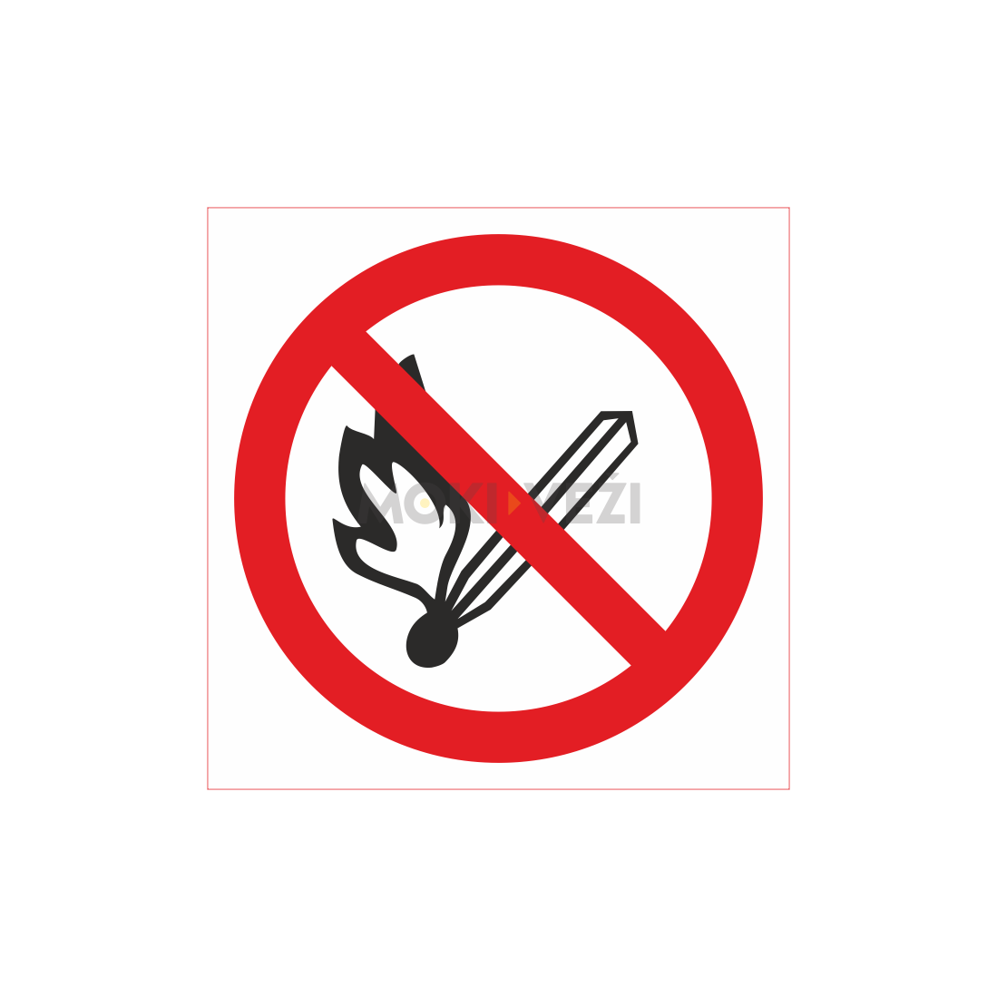 Informacinis ženklas, draudžiama-atvira ugnis, 150 x 150 mm, lipdukas