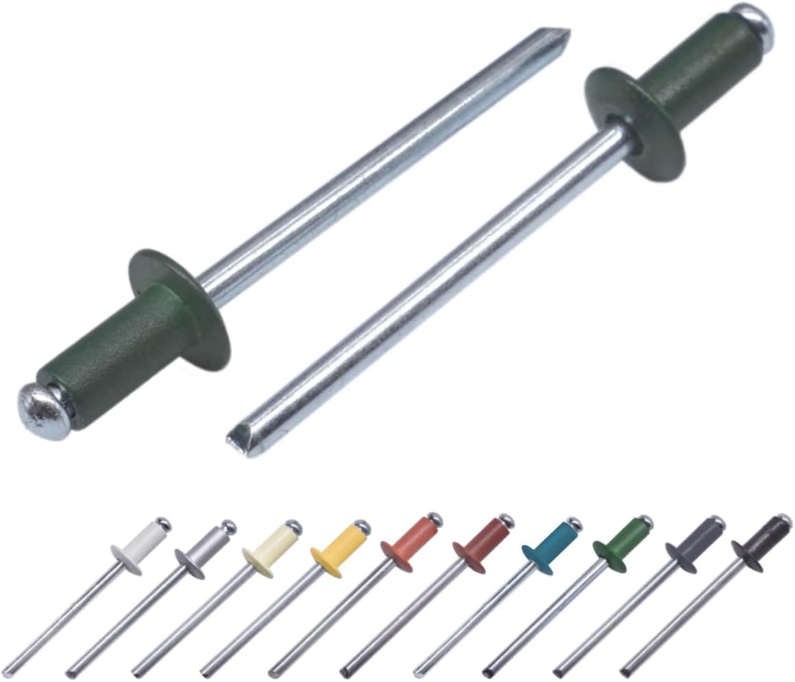 Aliumininės kniedės, 3,2 x 8 mm, RAL6020, 50 vnt., žalia
