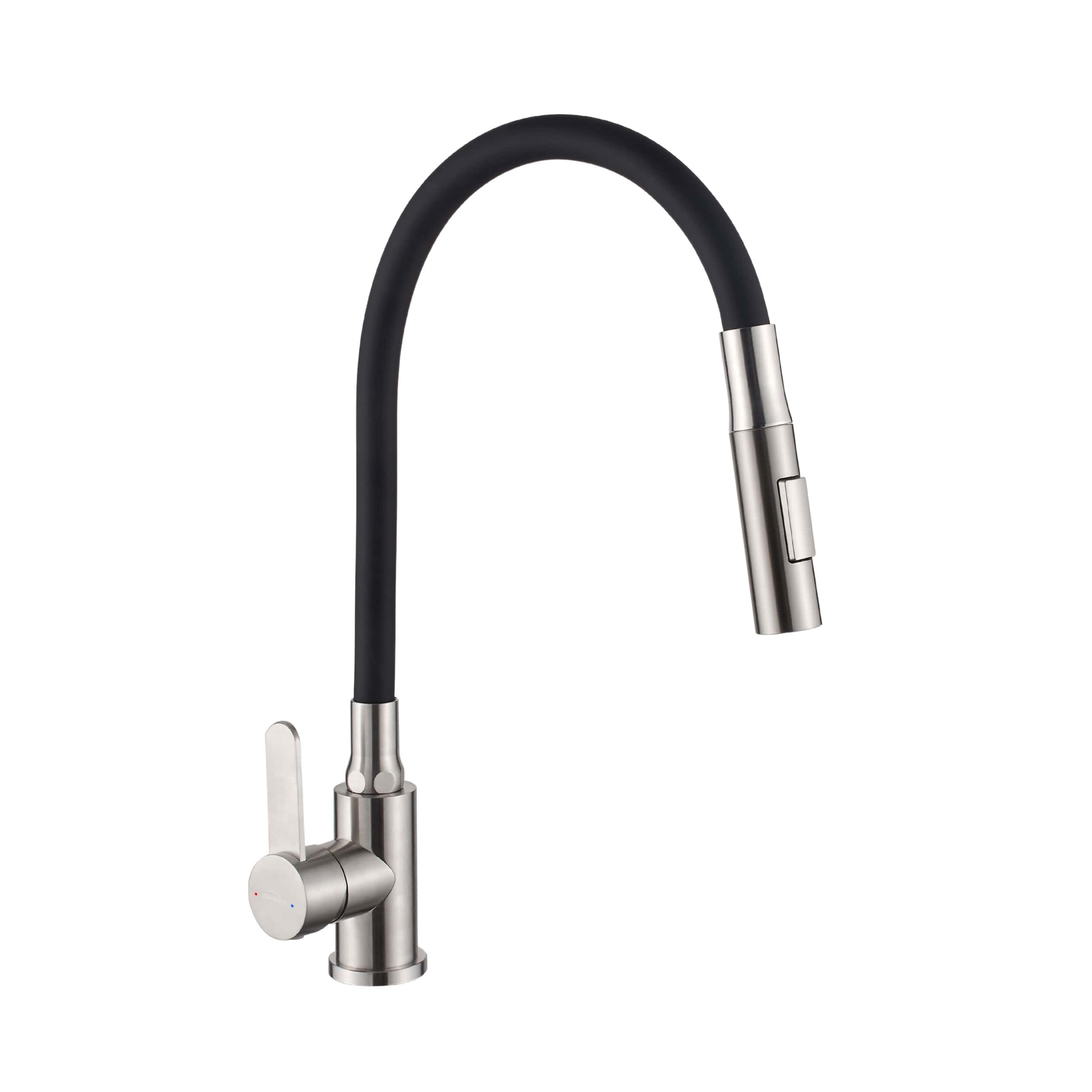 Plautuvės maišytuvas INVENA DALIS, lanksčiu 2 funkcijų snapu, spl. chromo, juoda, BZ-64-043-L