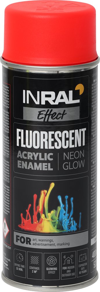 Aerozoliniai dažai INRAL Fluorescent, 400 ml, raudoni
