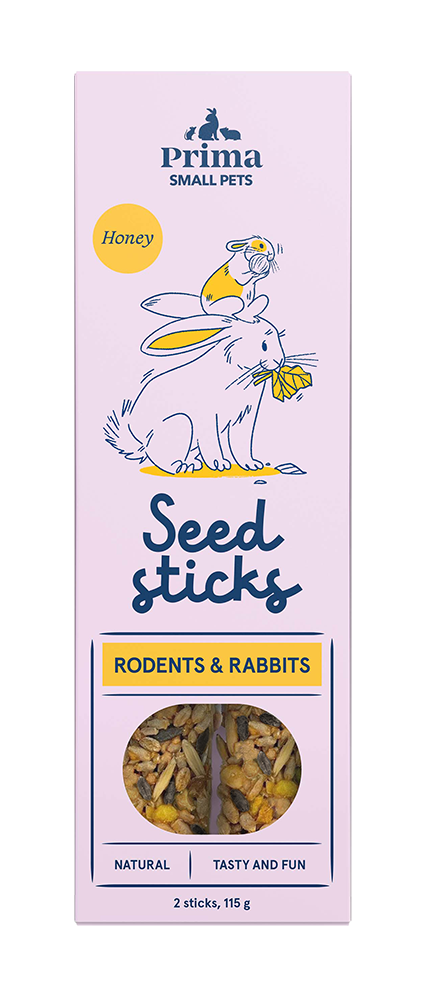Maistas graužikams ir triušiams PRIMASMALL PETS, sėklų lazdelės su medumi, 2vnt, 115g