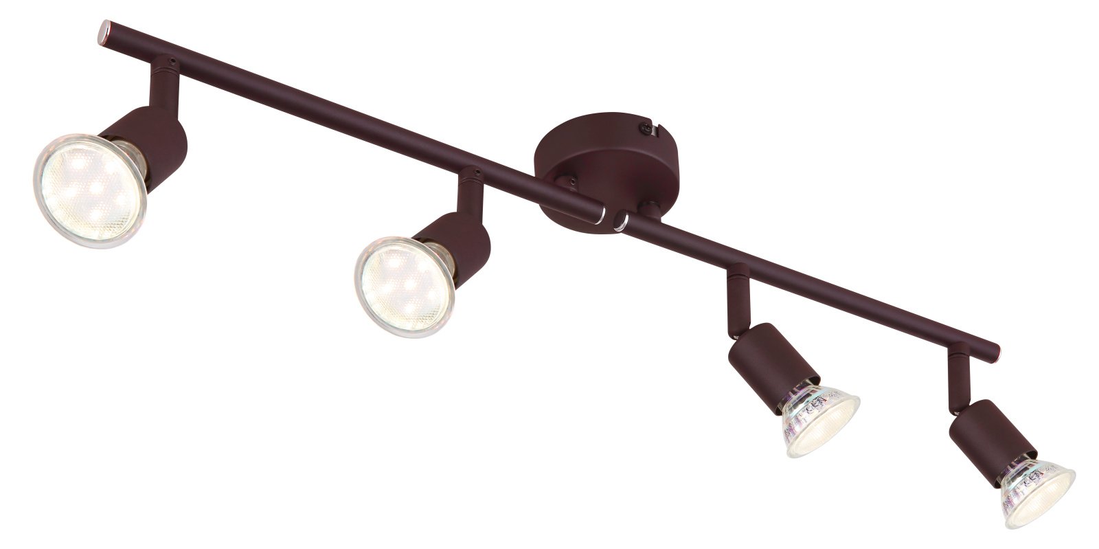 Kryptinis šviestuvas GLOBO Oliwa, GU10, 4 x 3W, 230V, 3000K, 4 x 250 lm, kompl. su LED lemputėmis, metalinis, juodos sp., 80 x 165 x 580 mm, 57382-4L