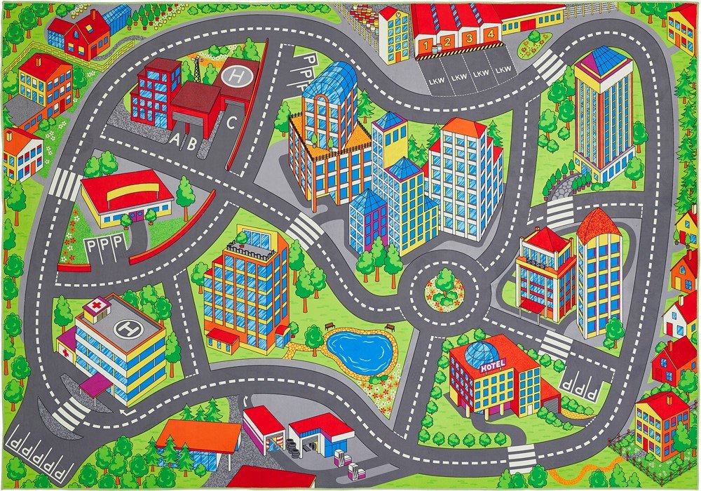 Kilimas ANDIAMO SPIELSTRADE, 140 x 200 cm, vaikiškas, pilkas, 100% poliesteris, 700659
