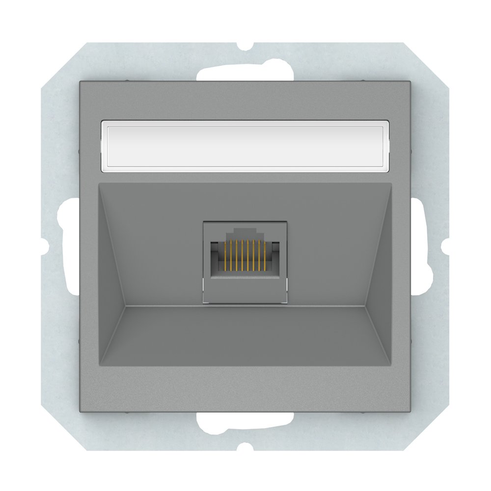 Kompiuterio lizdas VILMA QR1000, 1 vietos, įleidžiamas, RJ-45, be rėmelio, pilka matinė sp., KLRJ45-16e2-02